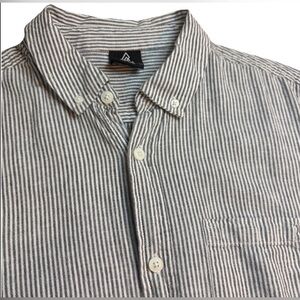Ripzone Large Seesucker Linen Blend Shirt Mens Hickory Stripe White Grey Resort